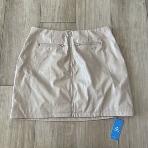 NEW CUPSHE Womens Faux Leather Mini Skirt Large L Tank Pleather Animal Print
